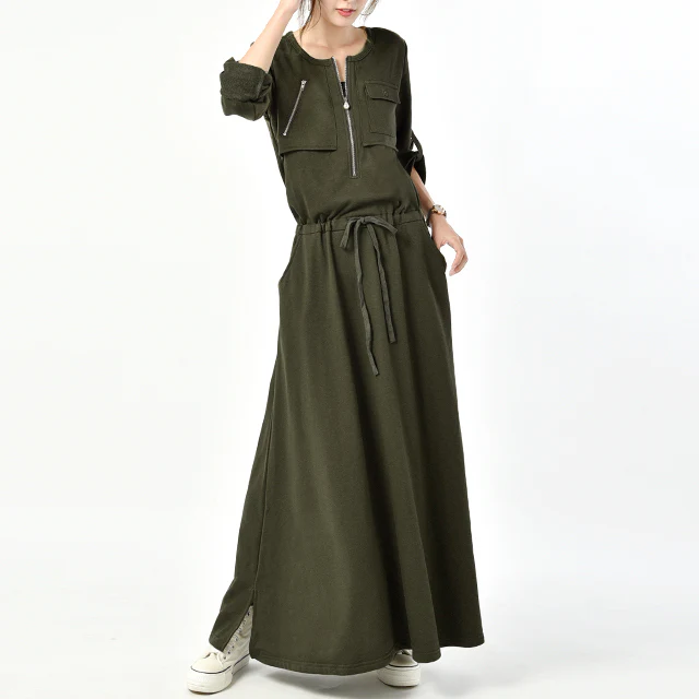 ワンピース 「ハンサムにキメる。」 ロングワンピース ロングワンピ ワンピ レディース マキシ 体型カバー ロング 長袖 トレーナー スウェット ハーフジップ マタニティ パーカーワンピース マキシワンピース 大きいサイズ 黒 グレー 春 夏 - Image 34