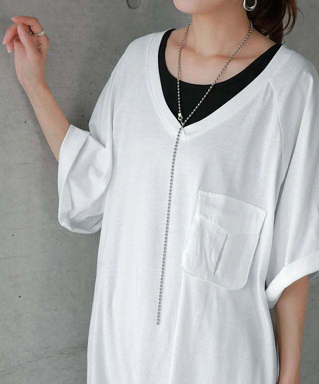 ワンピース Tシャツワンピース ロングワンピース マキシワンピース Tシャツワンピ ロング レディース ロングワンピ Tシャツワンピ Tシャツ カットソー 七分袖 体型カバー 無地 ワンピ 大きいサイズ マタニティワンピース 春 夏 HUG.U メール便 - Image 8