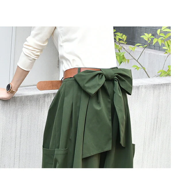 【夏セール】 ワイドパンツ レディース ワイド タックパンツ リボン バックリボン 無地 大きいサイズ 体型カバー ロング Aライン カーゴ カーゴパンツ チノ ベイカー ベイカーパンツ ワークパンツ ワーク バギーパンツ 太い ズボン カーキ 黒 春 夏 HUG.U - Image 21