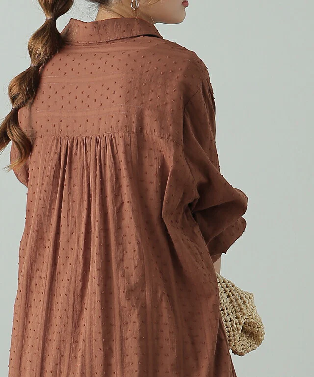 シャツワンピース ワンピース レディース ワンピース シアーシャツ シャツ シアー ロングシャツ 綿 ロングシャツワンピース ワンピ 無地 刺繍 長袖 体型カバー 大きいサイズ ロングワンピース マキシワンピース マキシ 春 夏 HUG.U メール便 - Image 9