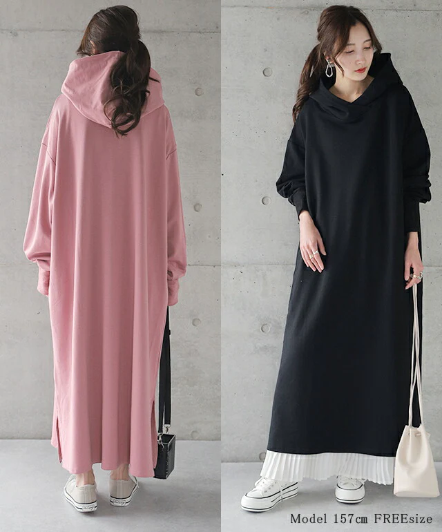 ワンピース ロングワンピース スリットワンピース ■一部7月中旬入荷 パーカーワンピース レディース マキシワンピース ロングワンピ ワンピ 長袖 体型カバー ロング 無地 指穴 トレーナー スウェット パーカーワンピ スリット 大きいサイズ 春 夏 プルオーバー - Image 18