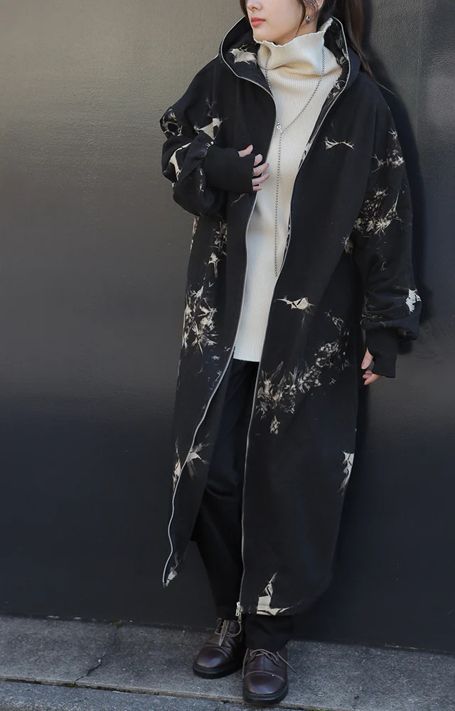 パーカー レディース ロングパーカー ワンピース ロングワンピース タイダイ柄 絞り染め ロング丈 指穴 アウター ボリュームネック ブルゾン スタンドカラー レディース ジップアップ フード コート フードコート スウェット アウター リブ 春 夏 HUG.U - Image 23