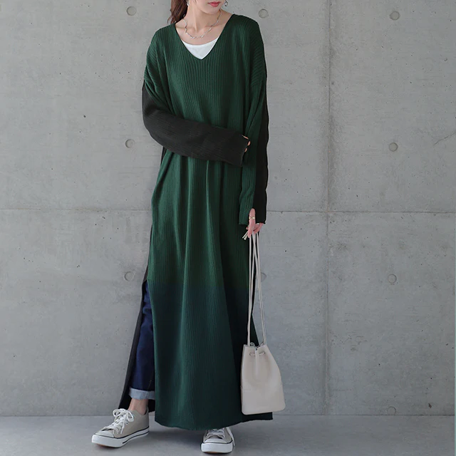 【特別価格】 ニットワンピース ニット タートルネック ハイネック ワンピース ロングワンピース ロングワンピ ニットワンピ スリットワンピース リブニット リブ スリット 長袖 ドロップショルダー きれいめ レディース 大きいサイズ 体型カバー 春 夏 - Image 34