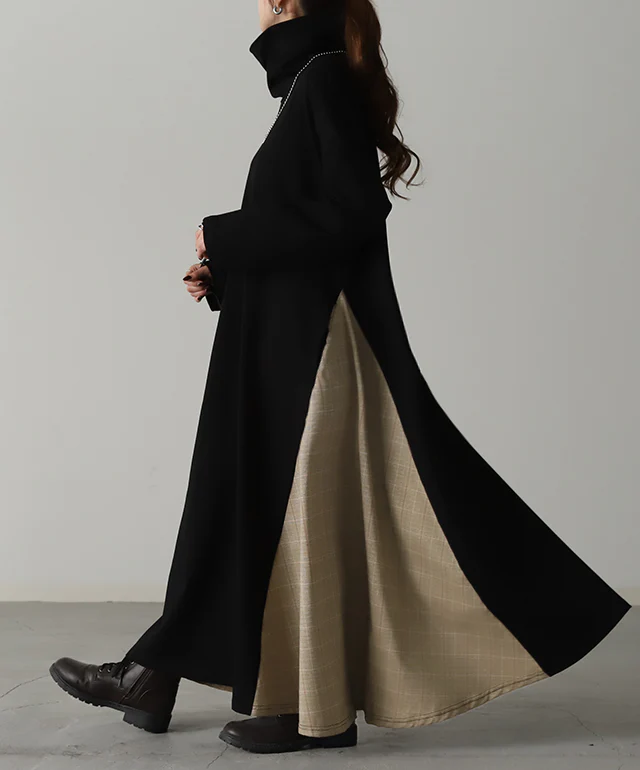 ワンピース ロングワンピース フレアワンピース 切り替えワンピース Aライン ワンピ ロングワンピ ロング マキシワンピース ハイネック グレンチェック きれいめ 小顔 チェック柄 マキシ フレア 長袖 大きいサイズ タートルネック 春 夏 HUG.U - Image 26