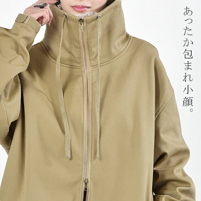 ミリタリーコート レディース 裏起毛 ハイネック モッズコート ミリタリージャケット ミリタリー アウター ジャケット コート ロング ロングジャケット ミディアム ダブルジップ ドロップショルダー カーキ 黒 大きいサイズ 春 夏 HUG.U - Image 16