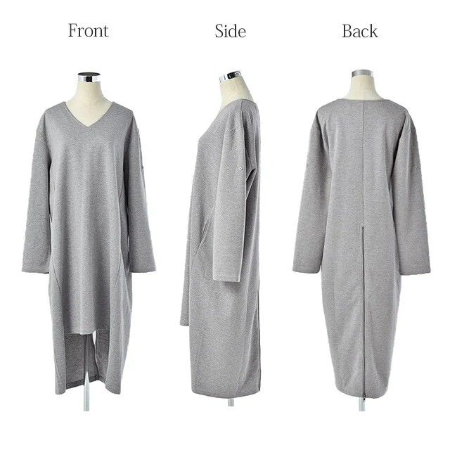 【特別価格】 ワンピース ロングワンピース レディース ロング ワンピ ワンピース ロングワンピ マキシ マキシワンピース スリット 長袖 無地 ドロップショルダー Aライン 体型カバー レイヤード ニュアンスカラー トレーナー 大きいサイズ 春 夏 HUG.U - Image 20