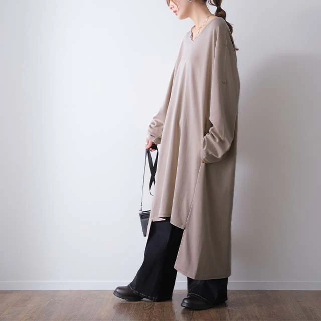 【特別価格】 ワンピース ロングワンピース レディース ロング ワンピ ワンピース ロングワンピ マキシ マキシワンピース スリット 長袖 無地 ドロップショルダー Aライン 体型カバー レイヤード ニュアンスカラー トレーナー 大きいサイズ 春 夏 HUG.U - Image 28