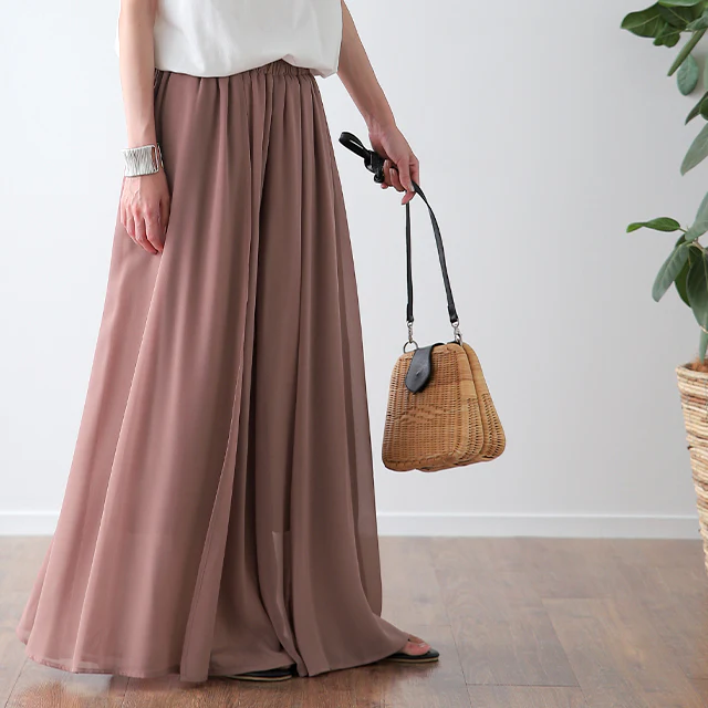 パンツ シフォンパンツ シフォン ワイドパンツ ガウチョパンツ レディース ■一部7月中旬入荷 スカーチョ パンツ ボトムス ズボン きれいめ 大きいサイズ パラッツォパンツ シアー 透け感 体型カバー ウエストゴム 着痩せ 黒 ネイビー ブラウン 春 夏 - Image 27
