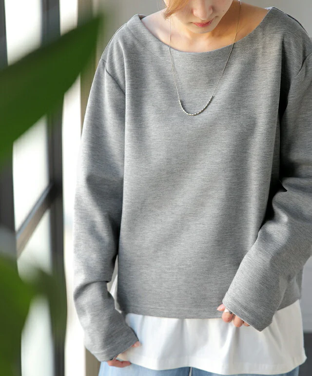 トップス レディース ボートネック ロンT Tシャツ カットソー 長袖 無地 シンプル 大きいサイズ スウェット トレーナー きれいめ ミディアム ゆる ゆったり レイヤード ベーシック 黒 白 グレー ベージュ 春 夏 . メール便 - Image 23