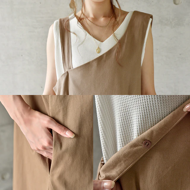 【夏セール】 ワンピース レディース サロペット スカート ロングワンピース ロング マキシワンピース マキシ ジャンスカ 体型カバー シンプル 無地 ワンショルダー ワンショル 大きいサイズ フリーサイズ ベージュ 黒 春 夏 HUG.U - Image 21