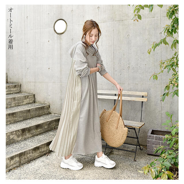 ワンピース ロングワンピース プリーツ バックプリーツ パーカーワンピース レディース ロングワンピ ワンピ マキシ 長袖 体型カバー ロング 無地 指穴 トレーナー スウェット プルオーバー パーカーワンピ スリット 大きいサイズ 春 夏 - Image 16