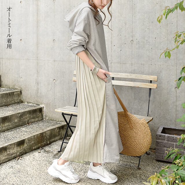 ワンピース ロングワンピース プリーツ バックプリーツ パーカーワンピース レディース ロングワンピ ワンピ マキシ 長袖 体型カバー ロング 無地 指穴 トレーナー スウェット プルオーバー パーカーワンピ スリット 大きいサイズ 春 夏 - Image 22