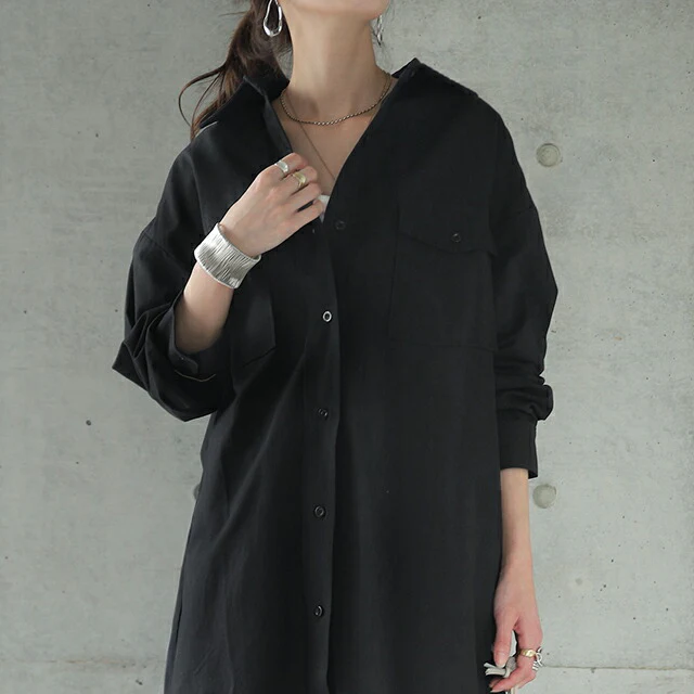 【特別価格】 シャツ ロングシャツ シャツワンピース CPOジャケット アウター コート ロングコート ステンカラーコート レディース ロングアウター ワンピース ロング ジャケット ドロップショルダー ミリタリー 綿100% 大きいサイズ 春 夏 - Image 13