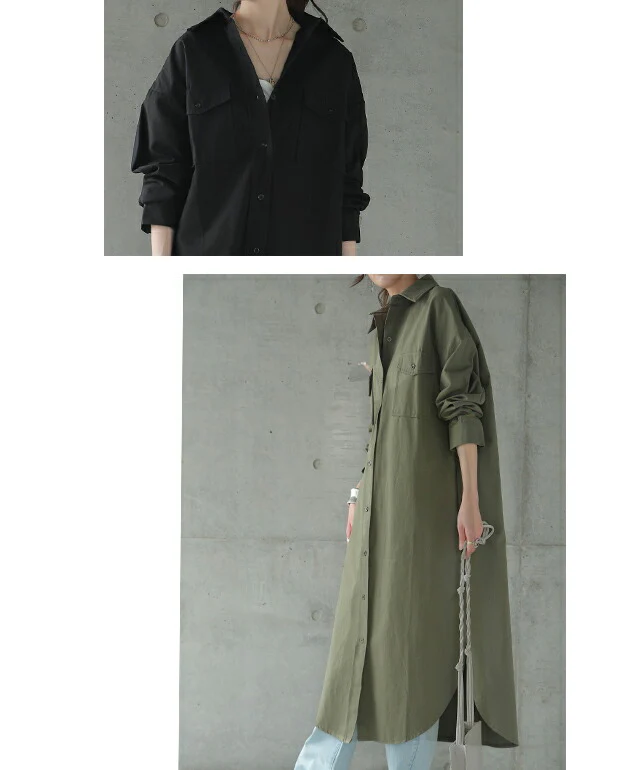 【特別価格】 シャツ ロングシャツ シャツワンピース CPOジャケット アウター コート ロングコート ステンカラーコート レディース ロングアウター ワンピース ロング ジャケット ドロップショルダー ミリタリー 綿100% 大きいサイズ 春 夏 - Image 21