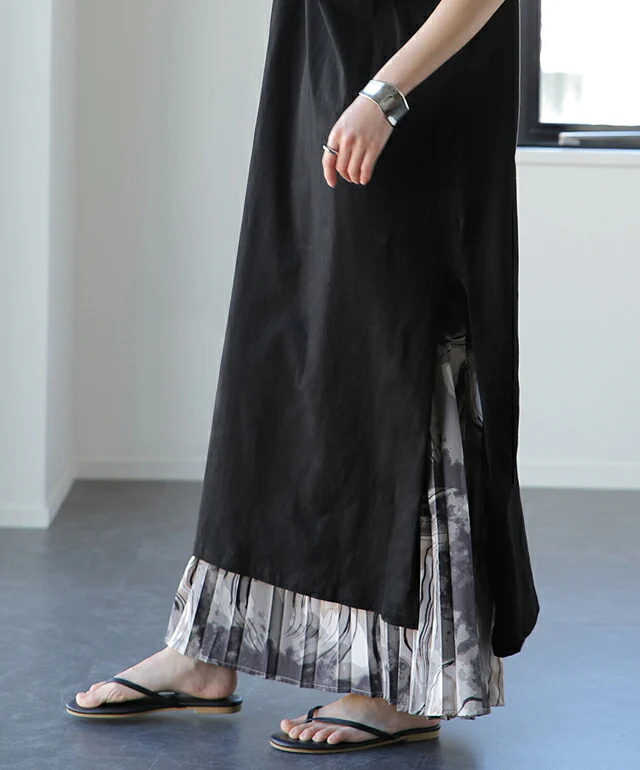 ワンピース ロングワンピース スリット ロング ロングワンピ マキシワンピース ■一部7月上旬入荷 マキシ レディース カットソー Tシャツワンピース Tシャツワンピ ロング丈 半袖 ワンピ 大きいサイズ 無地 黒 白 ベージュ カーキ 春 夏 HUG.U メール便 - Image 9