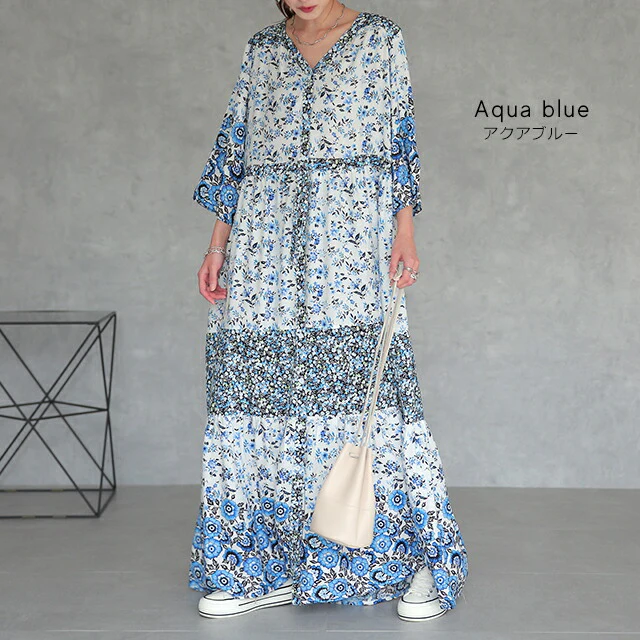 ロングワンピース 2way カーディガン シャツワンピース シャツ ロング ロングシャツ ワンピース 小花柄 ロングワンピ 半袖 旅行 リゾート 体型カバー ホワイト マキシ マキシワンピース レディース 羽織り ワンピ レッド 春 夏 HUG.U メール便 - Image 11