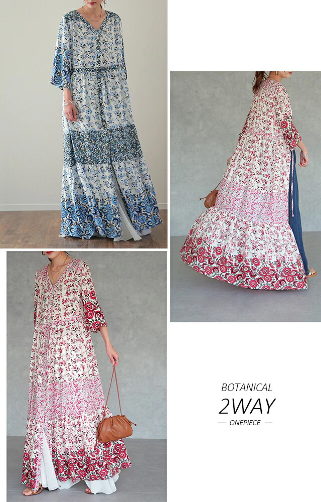 ロングワンピース 2way カーディガン シャツワンピース シャツ ロング ロングシャツ ワンピース 小花柄 ロングワンピ 半袖 旅行 リゾート 体型カバー ホワイト マキシ マキシワンピース レディース 羽織り ワンピ レッド 春 夏 HUG.U メール便 - Image 22