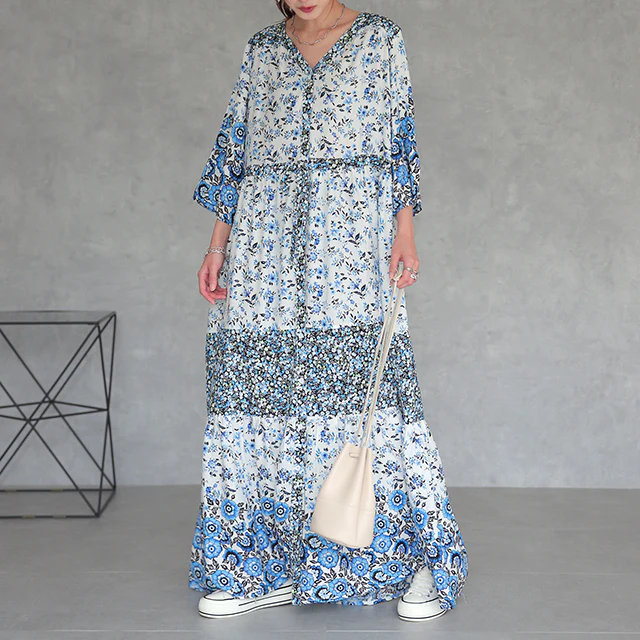ロングワンピース 2way カーディガン シャツワンピース シャツ ロング ロングシャツ ワンピース 小花柄 ロングワンピ 半袖 旅行 リゾート 体型カバー ホワイト マキシ マキシワンピース レディース 羽織り ワンピ レッド 春 夏 HUG.U メール便 - Image 26