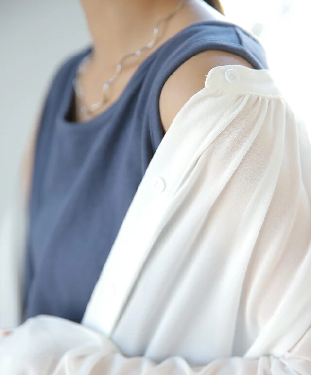シアーシャツ ロングシャツ シャツ ロング ワンピース シフォンワンピース シフォンワンピ シフォン マキシ ノーカラー 長袖 羽織 レディース シアー バンドカラー 透け きれいめ 黒 白 ピンク 春 夏 HUG.U メール便 - Image 19