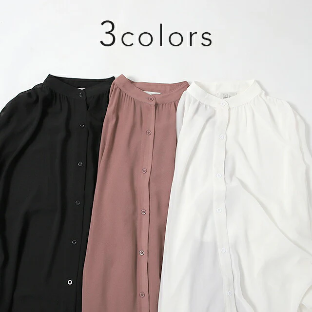 シアーシャツ ロングシャツ シャツ ロング ワンピース シフォンワンピース シフォンワンピ シフォン マキシ ノーカラー 長袖 羽織 レディース シアー バンドカラー 透け きれいめ 黒 白 ピンク 春 夏 HUG.U メール便 - Image 6