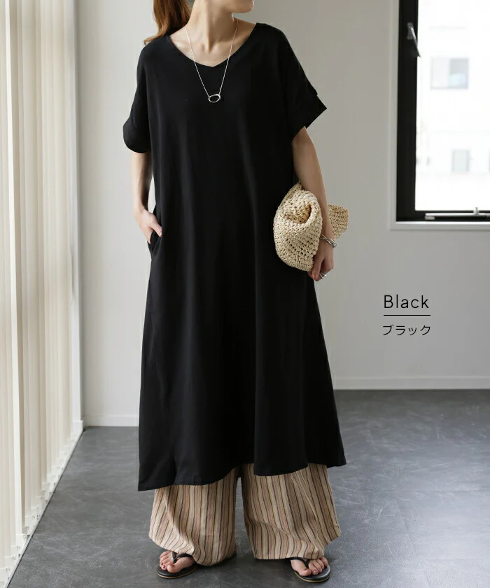 【夏セール】 ワンピース レディース ロングワンピース ロング ワンピ ロングワンピ マキシワンピース Tシャツワンピース マキシワンピ マキシ 半袖 五分袖 Aライン フレア ドルマン きれいめ 無地 体型カバー 大きいサイズ 春 夏 HUG.U - Image 11