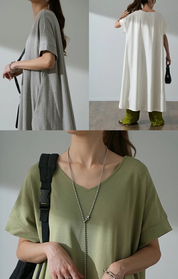 【夏セール】 ワンピース レディース ロングワンピース ロング ワンピ ロングワンピ マキシワンピース Tシャツワンピース マキシワンピ マキシ 半袖 五分袖 Aライン フレア ドルマン きれいめ 無地 体型カバー 大きいサイズ 春 夏 HUG.U - Image 15