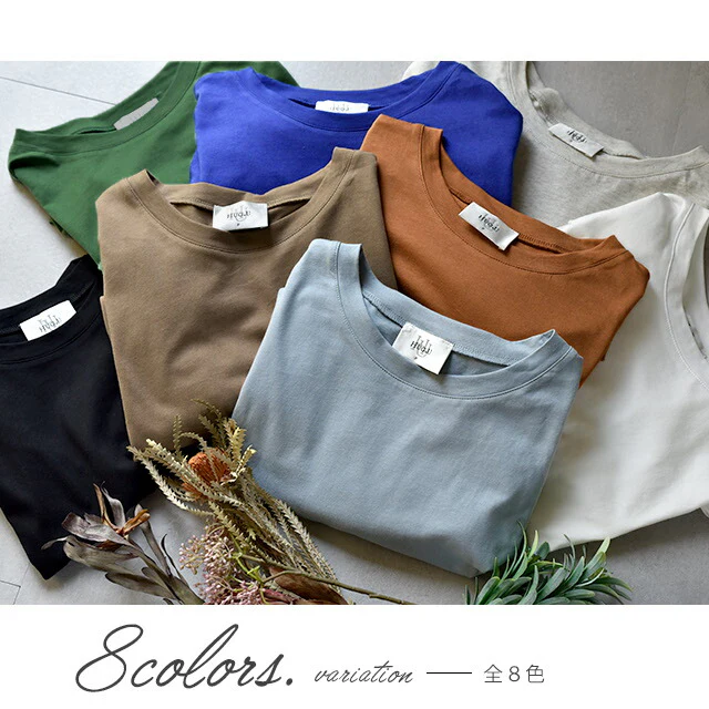 Tシャツ トップス レディース カットソー チュニック 半袖 ビッグシルエット ゆる ドロップショルダー 大きいサイズ Uネック 丸首 無地 ボックスT 白T ティーシャツ シンプル 5分袖 お尻が隠れる 黒 白 カーキ 春 夏 HUG.U メール便 - Image 8