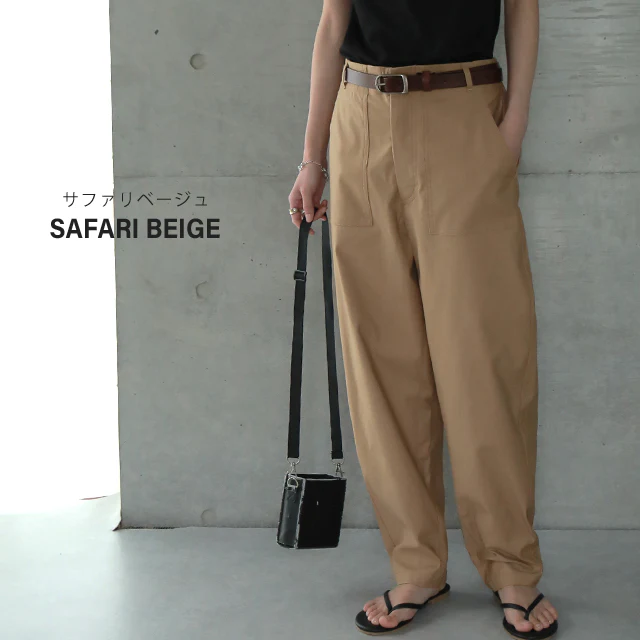 大人の余裕「ほどゆるパンツ」 パンツ レディース ■一部7月中旬入荷 ボトムス カーゴ カーゴパンツ テーパード テーパードパンツ ワークパンツ ハイウエスト ゆる シンプル 黒 カーキ ベージュ 大きいサイズ 春 夏 HUG.U メール便 - Image 11