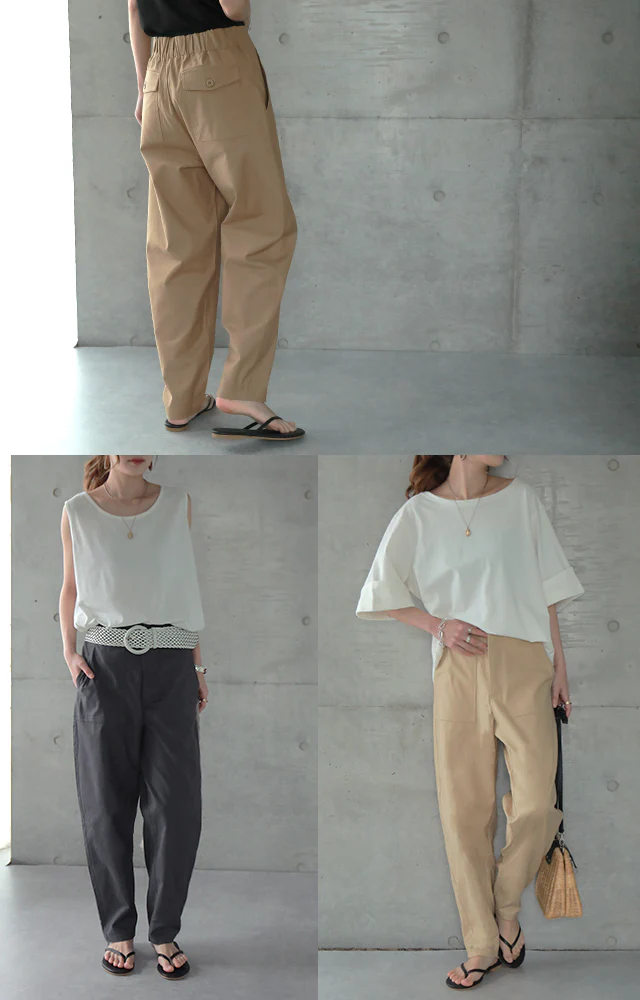 大人の余裕「ほどゆるパンツ」 パンツ レディース ■一部7月中旬入荷 ボトムス カーゴ カーゴパンツ テーパード テーパードパンツ ワークパンツ ハイウエスト ゆる シンプル 黒 カーキ ベージュ 大きいサイズ 春 夏 HUG.U メール便 - Image 20
