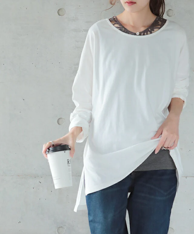 「濃淡で引き立つオトナのレース」 タンクトップ ■一部7月上旬入荷 レイヤード トップス ノースリーブ レースタンクトップ レイヤードキャミソール レース シアー 重ね着 きれいめ インナー 黒 白 グレー ブラウン 大きいサイズ 春 夏 HUG.U メール便 - Image 17