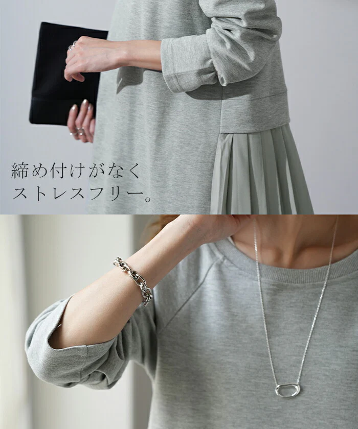 「格段に上がるお洒落度。2wayワンピ」 ワンピース プリーツ ロングワンピース ロング マキシワンピース レディース 2WAY ロングワンピ ワンピ Aライン シフォン マキシワンピ 長袖 体型カバー 無地 大きいサイズ 黒 春 夏 HUG.U - Image 6