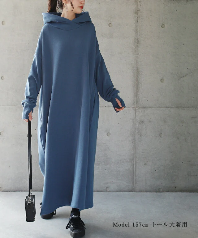 着る毛布 級 お出かけ 極暖 パーカーワンピ ワンピース ロングワンピース パーカーワンピース レディース パーカー ロングワンピ 長袖 指穴 体型カバー ロング スウェット プルオーバー 裏シャギー 大きいサイズ 黒 春 夏 HUG.U - Image 18