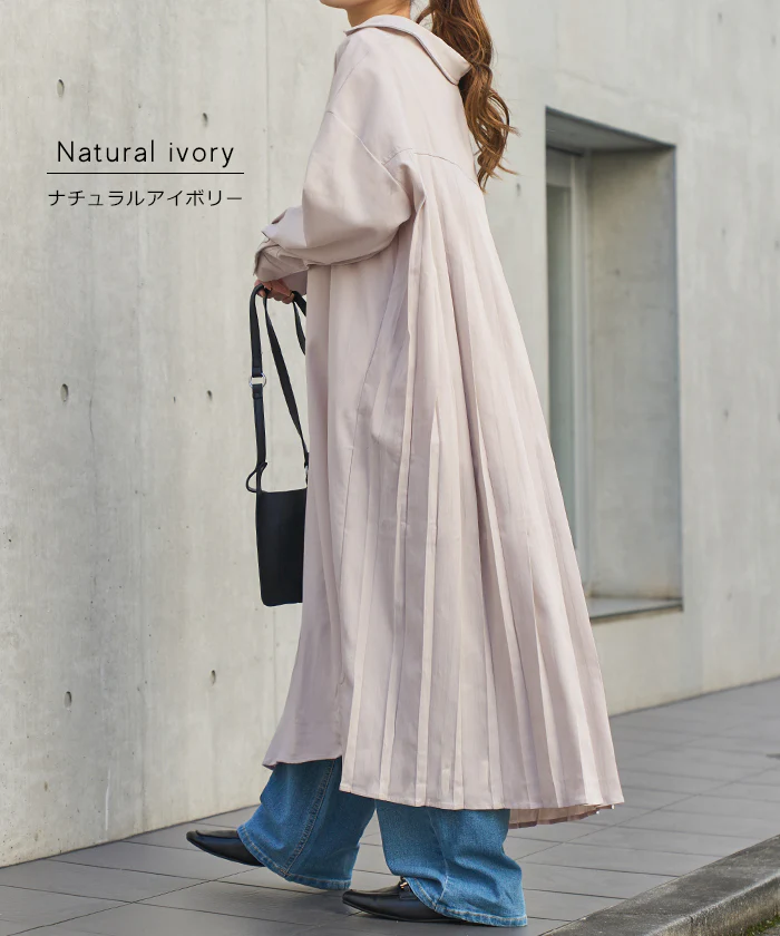ゆれる。大人の洗練バックプリーツ ワンピース レディース ワンピ シャツワンピース ロングワンピース シャツ プリーツ バックプリーツ ロングワンピ シャツワンピ ロングシャツ マキシ 長袖 ロング 無地 大きいサイズ 黒 春 夏 HUG.U - Image 17