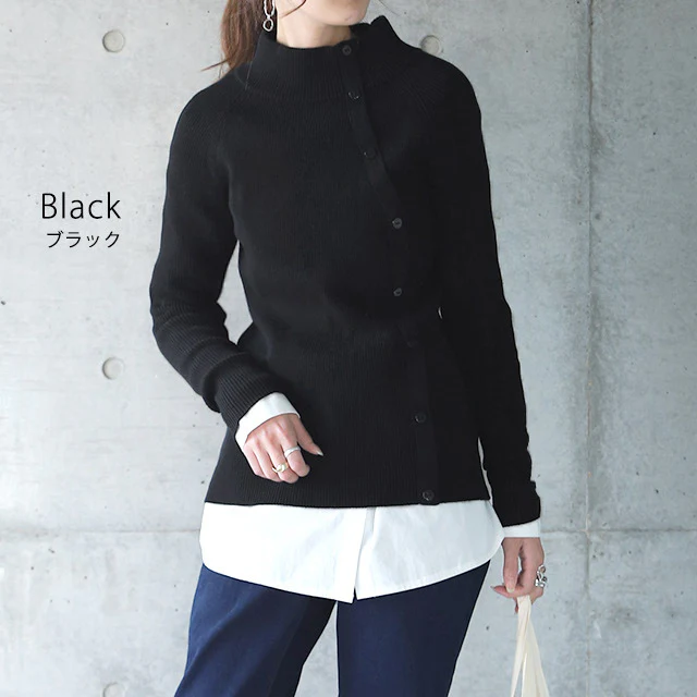 ゆるフィットすっきり合わせやすい。ボタン リブニット ニット タートルネック レディース トップス リブニット プルオーバー 細リブ セーター ハイネック 無地 ボトルネック 長袖 きれいめ タイト 綿100％ シンプル ボタン 春 夏 HUG.U - Image 27