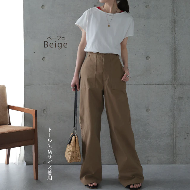 【神パンツ誕生】楽なのに脚長こなれ感 パンツ ■一部7月中旬入荷 レディース ボトムス ズボン ベイカーパンツ カーゴパンツ チノパン チノ カーゴ ワイドパンツ ワイド ワークパンツ ハイウエスト ベイカー シンプル 黒 カーキ ベージュ 春 夏 HUG.U - Image 12
