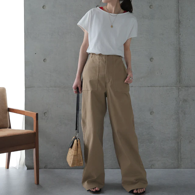 【神パンツ誕生】楽なのに脚長こなれ感 パンツ ■一部7月中旬入荷 レディース ボトムス ズボン ベイカーパンツ カーゴパンツ チノパン チノ カーゴ ワイドパンツ ワイド ワークパンツ ハイウエスト ベイカー シンプル 黒 カーキ ベージュ 春 夏 HUG.U - Image 27