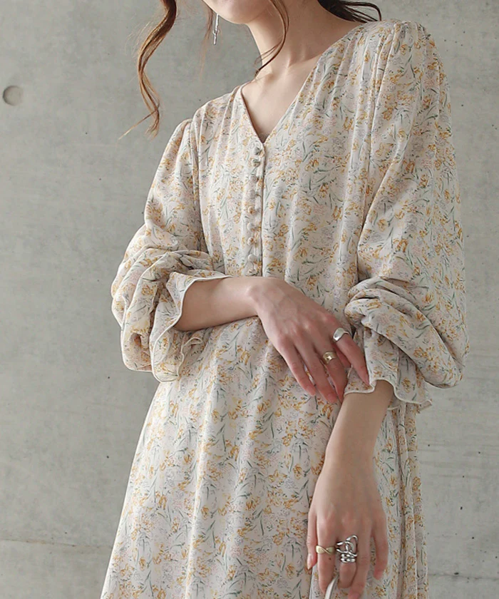 「大人の七難隠す」 花柄ワンピース 。ワンピース ワンピ 裏起毛 シフォンワンピース ロングワンピース レディース ロングワンピ 長袖 小花柄 きれいめ フレア 体型カバー シフォン 大きいサイズ 透け Aライン 春 夏 黒 ホワイト マキシワンピース HUG.U - Image 21
