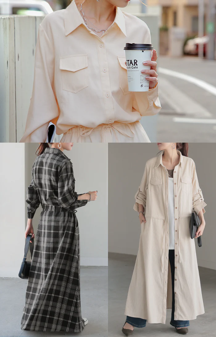 ワンピース 「理想の着痩せ」まくり袖で二の腕カバー ロングワンピース シャツ ブラウス ワンピ ■一部7月上旬入荷 シャツワンピ ロング マキシ マキシワンピース レディース 長袖 羽織 大きいサイズ 黒 ベージュ きれいめ 春 夏 HUG.U - Image 9