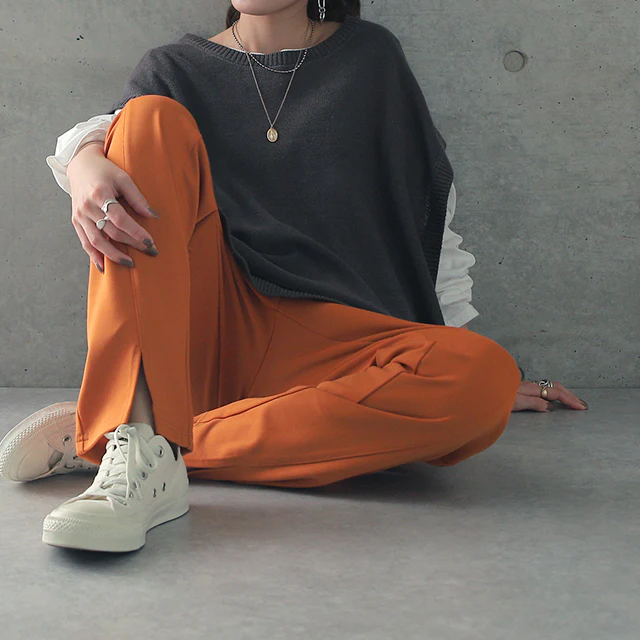 「楽すぎて、ズルい。」 スリット きれいめ ゆったり ゆる イージーパンツ ストレートパンツ ウエストゴム ゴム ロング ストレッチ ワイド 黒 緑 大きいサイズ 春 夏 HUG.U センタープレス グリーン カラーパンツ メール便 - Image 31