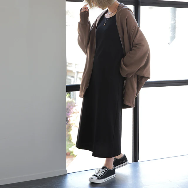 「ヘルシーゆるフィット」リブワンピ ワンピース ロングワンピース ロングワンピ ロング レディース マキシワンピース マキシ ワンピ リブ Uネック リブニット 薄手 七分袖 無地 長袖 シンプル タイト きれいめ 黒 グレー 春 夏 HUG.U メール便 - Image 27
