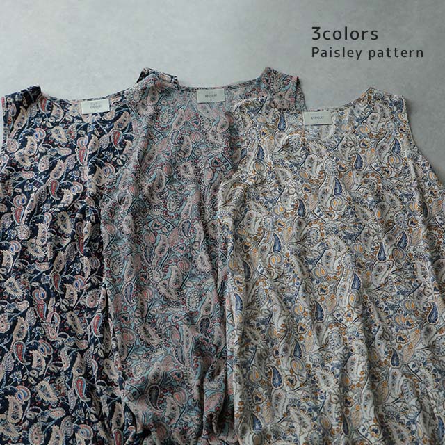 【夏セール】 「アシメ×ペイズリー柄 ワンピース ■一部7月上旬入荷 ロングワンピース レディース ワンピ ロングワンピ マキシ マキシワンピース タンク タンクトップ ノースリーブ ペイズリー 柄 体型カバー 大きいサイズ 春 夏 HUG.U メール便 - Image 26