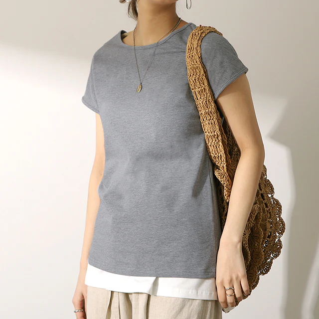 「体型拾わない」程よくゆるいフレンチTee カットソー レディース Tシャツ トップス フレンチ 半袖 二の腕カバー 大きいサイズ 体型カバー ゆったり ゆる カジュアル オフィス シンプル きれいめ お尻が隠れる 黒 春 夏 HUG.U メール便 - Image 36
