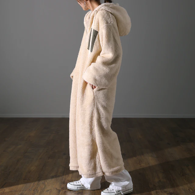 "ふわもこ" 着る毛布 ボアワンピ ボア ワンピース ロング レディース ロングワンピース ロングワンピ マキシワンピース パーカー パーカーワンピ 起毛 長袖 ルームウエア ワンマイルウエア ぽわん袖 体型カバー キャンプ 大きいサイズ 春 夏 HUG.U - Image 27