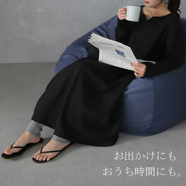 厚手生地 ゆったり キーネック ワンピ ワンピース ロングワンピース レディース ルームウエア ロングワンピ マキシ マキシワンピ Aライン Tシャツワンピース ロング Tシャツ ロンT 長袖 カットソー 体型カバー 大きいサイズ 春 夏 HUG.U - Image 17