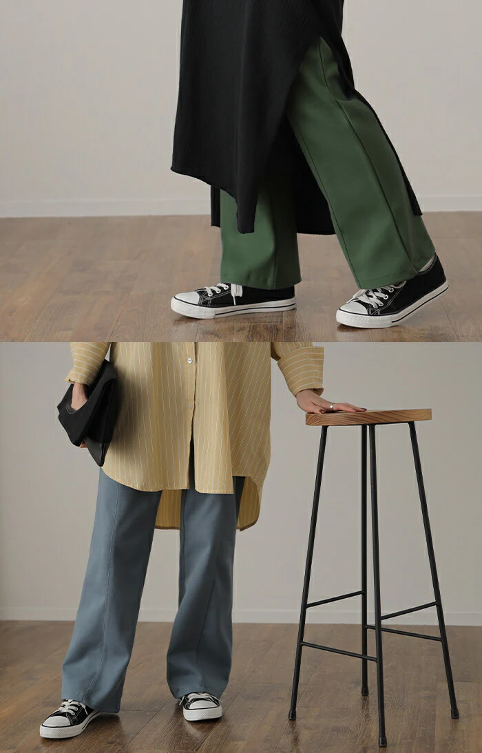 【特別価格】 パンツ『 あったか “美”起毛 』センターライン 微起毛 フレアパンツ 楽 きれいめ ストレートパンツ レディース ボトムス ゆったり カラーパンツ ゴム ロング ワイド フレア セミフレア ストレート 暖か ズボン 大きいサイズ 黒 緑 春 夏 HUG.U - Image 20