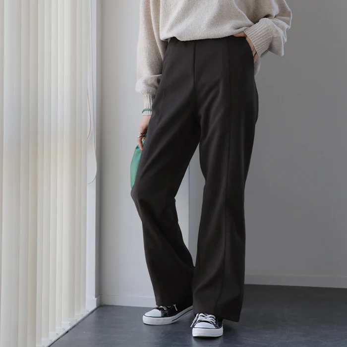【特別価格】 パンツ『 あったか “美”起毛 』センターライン 微起毛 フレアパンツ 楽 きれいめ ストレートパンツ レディース ボトムス ゆったり カラーパンツ ゴム ロング ワイド フレア セミフレア ストレート 暖か ズボン 大きいサイズ 黒 緑 春 夏 HUG.U - Image 27