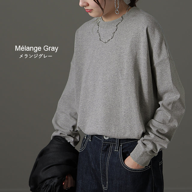 「裾から出す」 長め ロンT モックネック トップス レディース カットソー インナー 長袖 Tシャツ ロング チュニック レイヤード ラウンドカットソー Uネック 無地 クルーネック スリット 体型カバー 大きいサイズ 重ね着 黒 白 春 夏 HUG.U メール便 - Image 12
