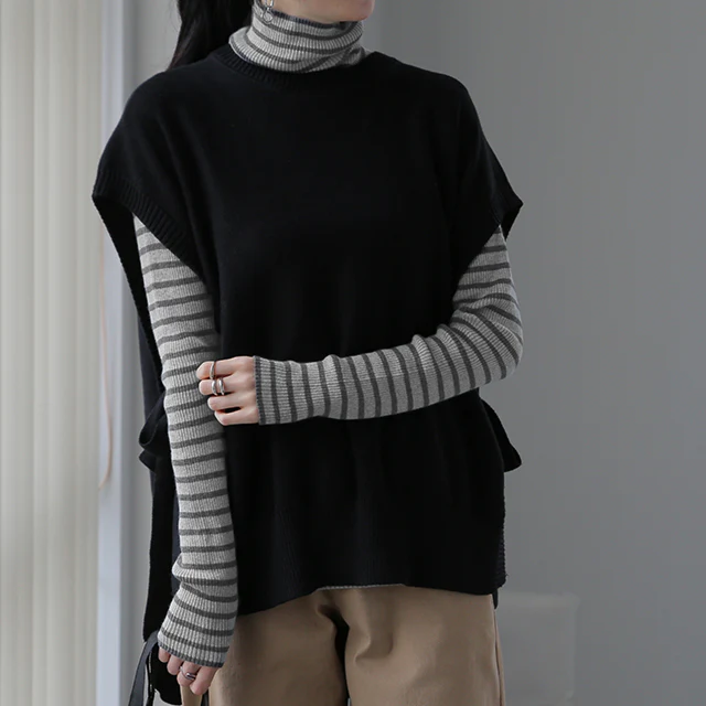 「素 肌 感」ニット リブ タートル タートルニット 下着 インナー リブニット タートルネック トップス レディース きれいめ 長袖 無地 レイヤード 重ね着 シンプル 白 綿100% コットン 黒 ブラック ストレッチ 冷え取り 春 夏 HUG.U メール便 - Image 50