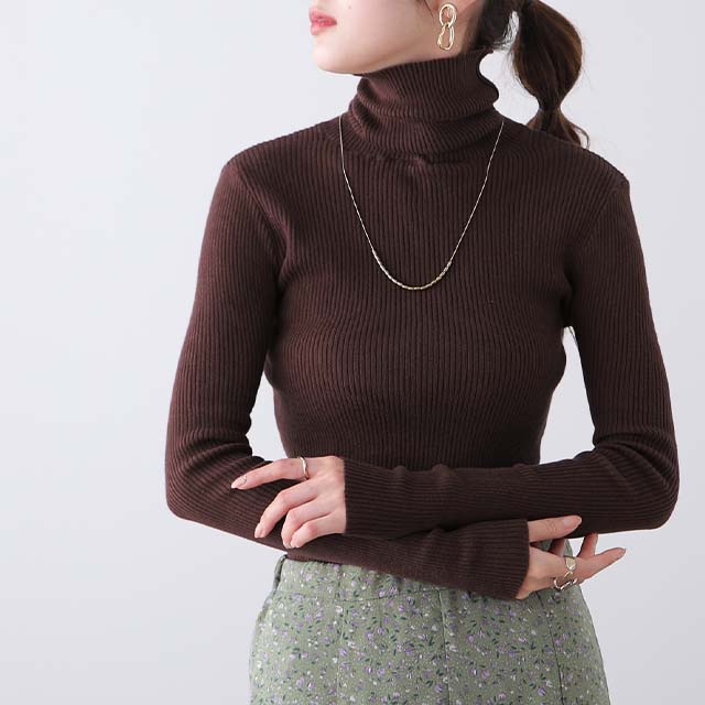 「素 肌 感」ニット リブ タートル タートルニット 下着 インナー リブニット タートルネック トップス レディース きれいめ 長袖 無地 レイヤード 重ね着 シンプル 白 綿100% コットン 黒 ブラック ストレッチ 冷え取り 春 夏 HUG.U メール便 - Image 52