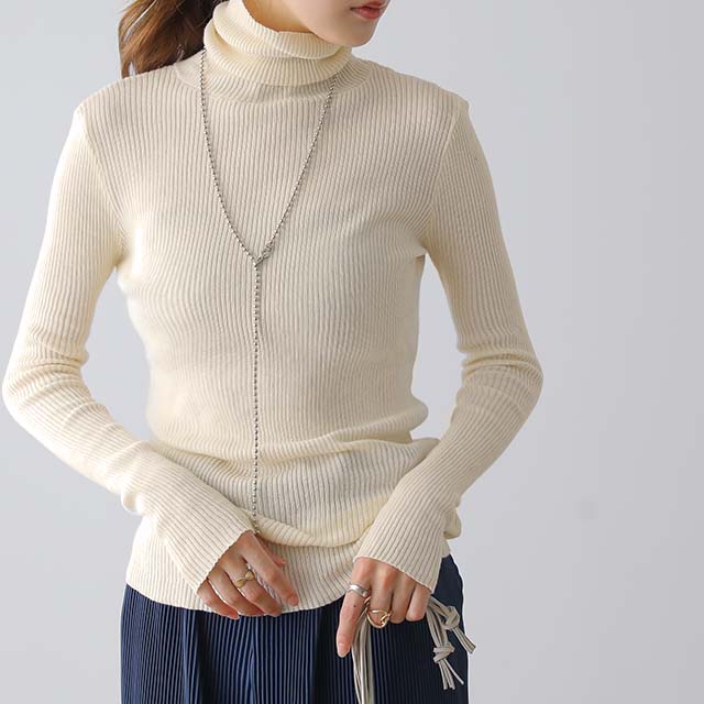 「素 肌 感」ニット リブ タートル タートルニット 下着 インナー リブニット タートルネック トップス レディース きれいめ 長袖 無地 レイヤード 重ね着 シンプル 白 綿100% コットン 黒 ブラック ストレッチ 冷え取り 春 夏 HUG.U メール便 - Image 57